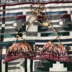 Psychedelic Unpadded Halter-Tie Bikini Top